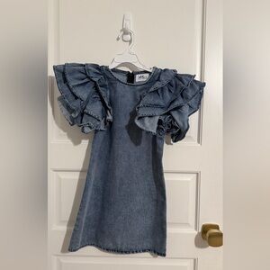 Lola + The Boys Blue Denim Dress with Ruffles